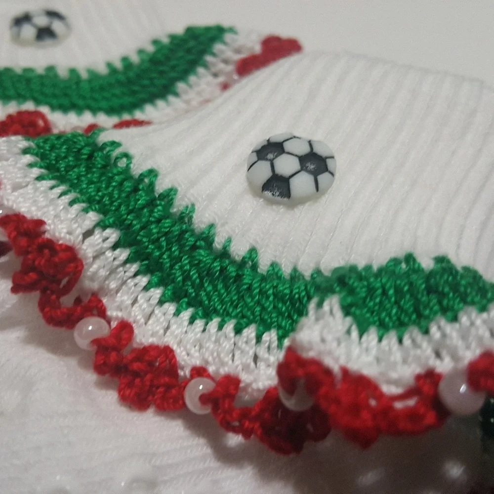 Handmade Crocheted Italy Soccer Socks-Size 0-6 M